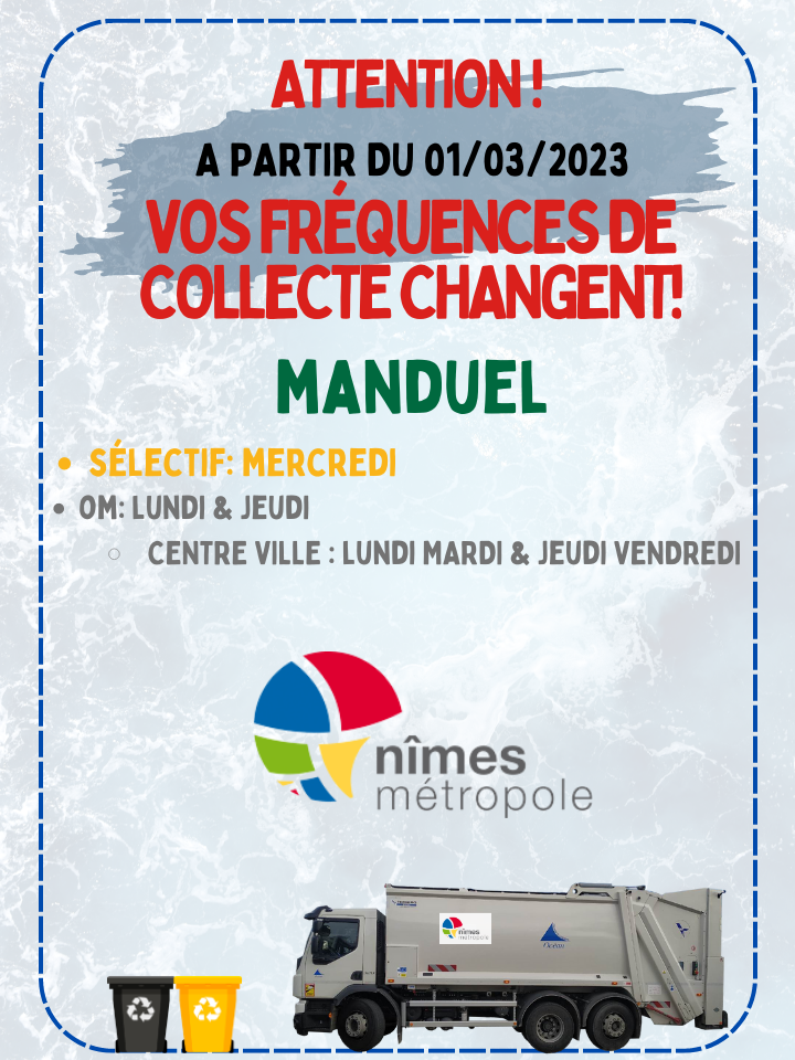 changement fréquences de collecte à compter du 01 03 2023