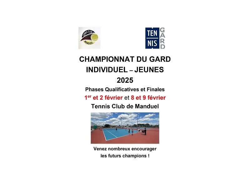 Championnat gard tennis 1-2 février 2025